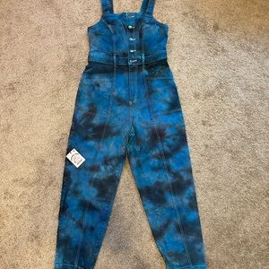 Universal thread jumpsuit overalls hand dyed ice dyed